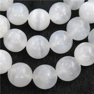 white Calcite Beads, round, approx 10mm dia