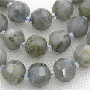 gray Labradorite lantern beads, approx 11mm dia