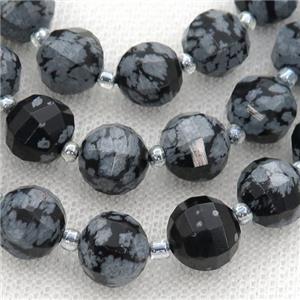 black Snowflake Jasper lantern Beads, approx 10mm dia