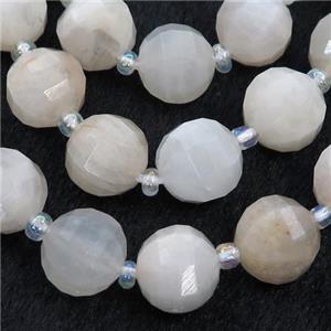 white MoonStone lantern beads, approx 10mm dia