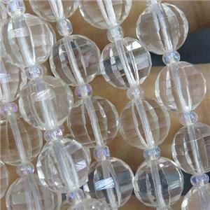 Clear Quartz lantern beads, approx 10mm dia