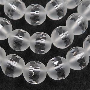 Natural Clear Quartz Beads Faceted Round Matte, approx 8mm dia