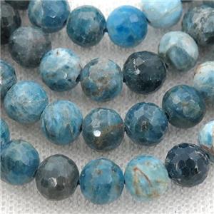 blue Apatite Beads, faceted round, approx 8mm dia