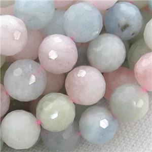 Morganite Beads, faceted round, multicolor, approx 6mm dia