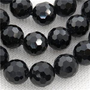 black Tourmaline Beads, faceted round, approx 12mm dia