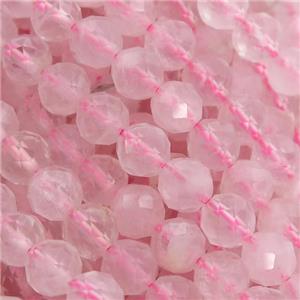 Rose Quartz Beads, faceted round, pink, approx 6mm dia