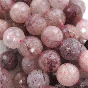 Strawberry Quartz Beads, faceted round, approx 6mm dia