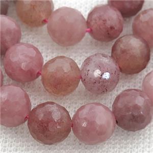 Strawberry Quartz Beads, faceted round, approx 9mm dia