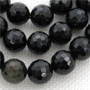 black Obsidian Beads, faceted round, approx 10mm dia