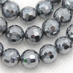 Terahertz Stone Beads, faceted round, approx 8mm dia