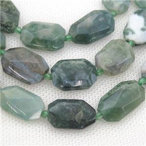 green Moss Agate Beads, faceted rectangle, approx 13-20mm