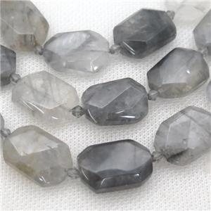 gray Cloudy Quartz Beads, faceted rectangle, approx 13-20mm