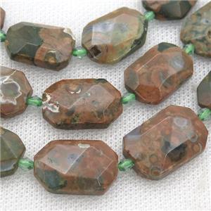 Rhyolite Beads, faceted rectangle, approx 13-20mm