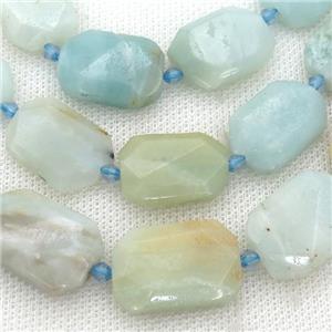 Amazonite Beads, faceted rectangle, approx 13-20mm