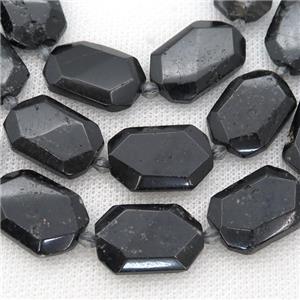 black Tourmaline Beads, faceted rectangle, approx 13-20mm