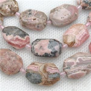 Argentine Rhodochrosite Beads, faceted rectangle, approx 13-20mm