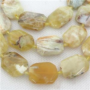 yellow Opal Beads, faceted rectangle, approx 13-20mm