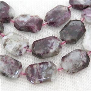 plum blossom Tourmaline Beads, faceted rectangle, approx 13-20mm