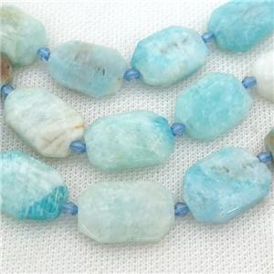 green Amazonite Beads, faceted rectangle, approx 13-20mm