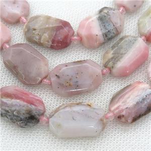 pink Opal Beads, faceted rectangle, approx 13-20mm