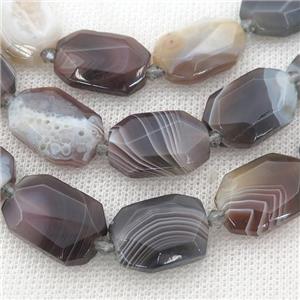 Botswana Agate Beads, faceted rectangle, approx 13-20mm