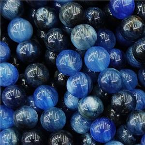 blue Kyanite Beads, round, B-grade, approx 6mm dia