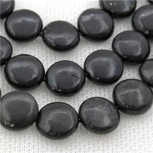 black Shungite coin beads, approx 10mm dia