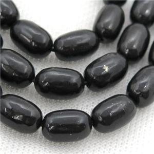 black Shungite barrel beads, approx 6-9mm