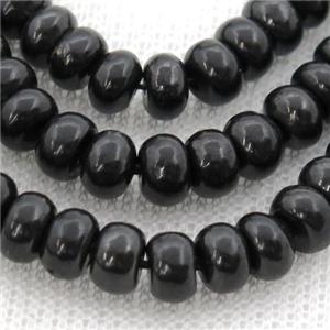 black Shungite rondelle beads, approx 4x6mm