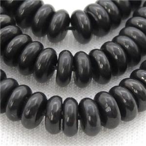 black Shungite beads, rondelle, approx 4x10mm