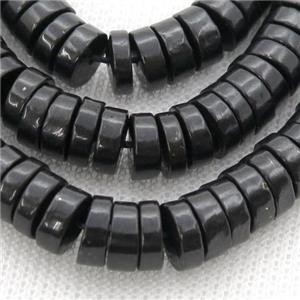 black Shungite heishi beads, approx 3x10mm