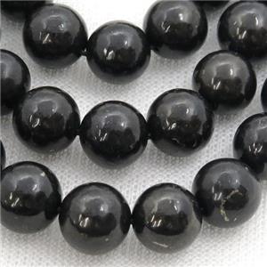 round black Shungite Beads, approx 8mm dia