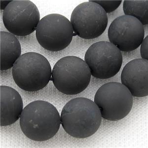 black Shungite Beads, matte, round, approx 14mm dia