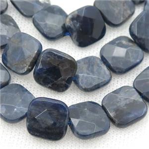 blue Sodalite Beads, faceted square, approx 16mm