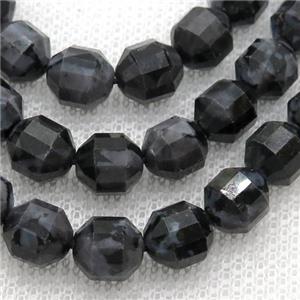 black Indigo Gabro bullet beads, approx 7-8mm