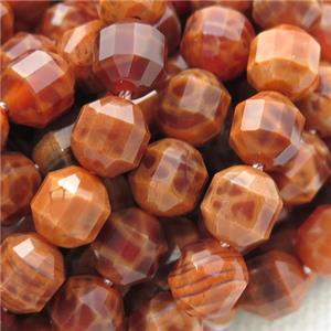 red Fire Agate bullet beads, approx 7-8mm