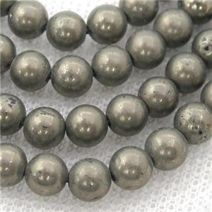 Pyrite Beads, round, approx 6mm dia