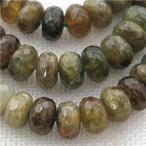 green Garnet Beads, faceted rondelle, approx 10mm