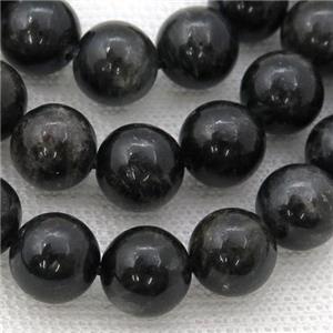black Hornblende Beads, round, approx 8mm dia