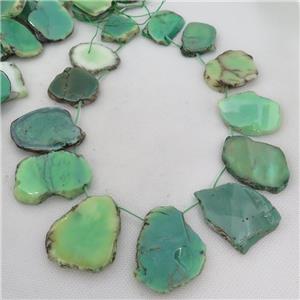 African Green Grass Agate Beads, slice, topdrilled, approx 25-50mm