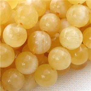 Yellow Calcite Beads Round Smooth, approx 12mm dia