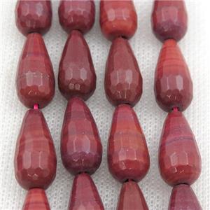 red Brazilian Rhodonite Beads, faceted teardrop, approx 10x30mm