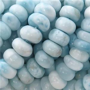 Natural Larimar Rondelle Beads Blue Smooth, approx 9mm