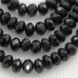 Black Spinel Beads, faceted rondelle, approx 6mm