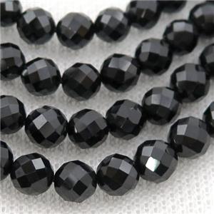 black Spinel Beads, faceted round, approx 4mm dia