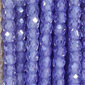 purple Cubic Zircon Beads, faceted rondelle, approx 4mm