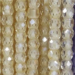 beige Cubic Zircon Beads, faceted rondelle, approx 4mm