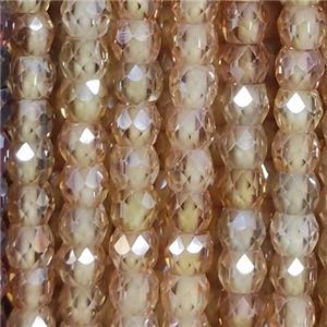 champagne Cubic Zircon Beads, faceted rondelle, approx 4mm