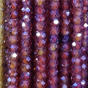 deep red Cubic Zircon Beads, faceted rondelle, approx 3mm