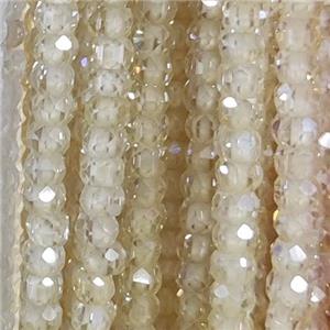 beige Cubic Zircon Beads, faceted rondelle, approx 3mm